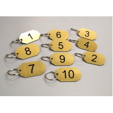 Set of 10 numbered key tags, clubs leisure centres, school, keyrings, door, home   122191401687